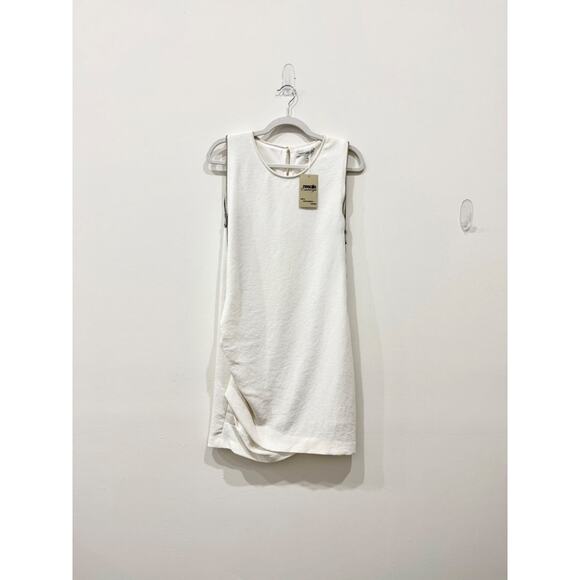 Rebecca Minkoff Sleeveless Ruched Mini Shift Dress w/ Side Zippers Chalk White 4 - Picture 3 of 6